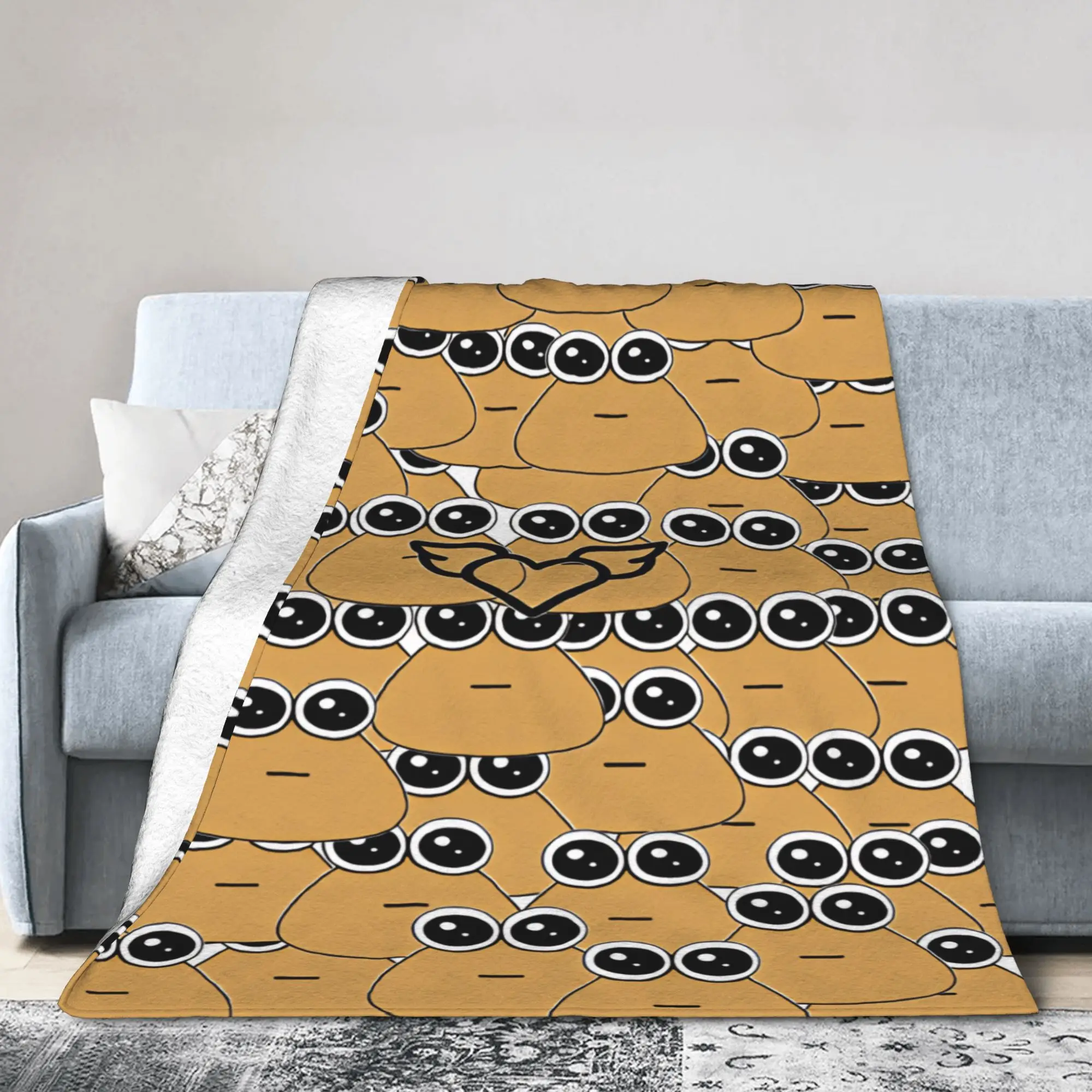 Pet Alien Pou Animated Television Blanket Travel Office Flannel Bedding Throws For Couch Bed Warm Design Bedspread Birthday Gift