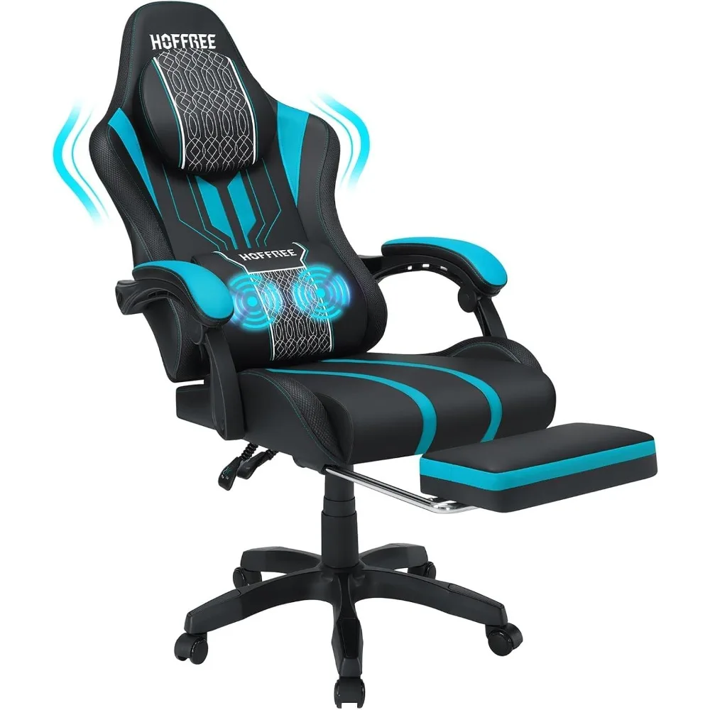 

Gaming Chair Massage Big and Tall Video Game Chair for Adults 400lbs Computer Gaming Chair with Footrest