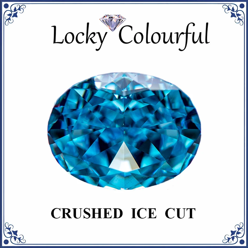 

Cubic Zirconia Crushed Ice Cut Oval Shape Aquamarine Color Charms Beads for Diy Jewelry Making Pendant Materials No Certificate