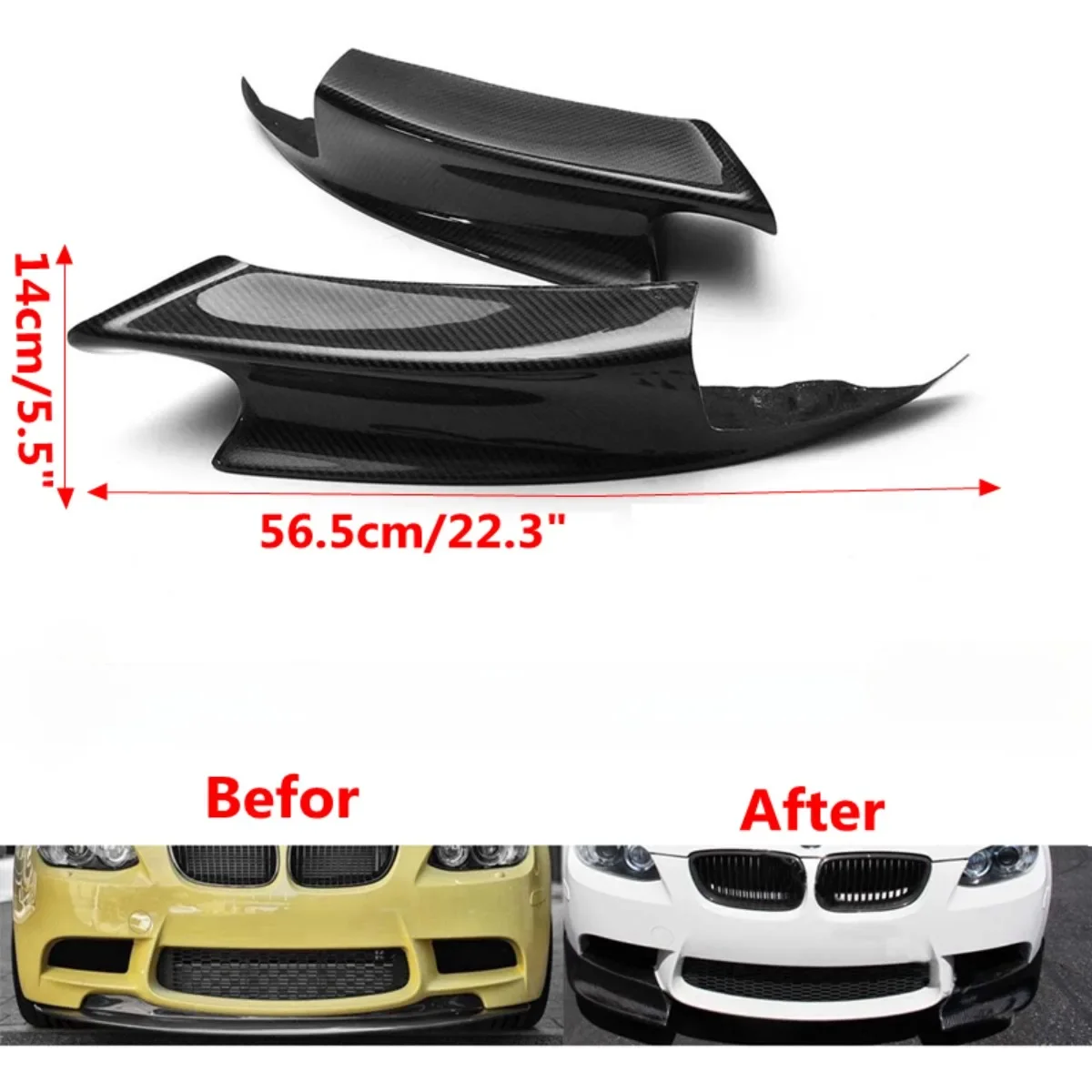 M3 전용!! 자동차 앞 범퍼 사이드 스포일러 코너 커버 하단 스플리터 플레이트 립 BMW E90 E91 E92 E93 M3 2007 - 2013용 썸네일 2