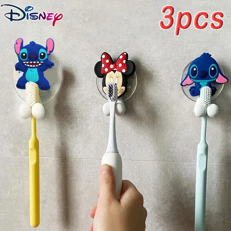 

1set Disney Stitch Toothbrush Holder Cartoon Wall Mounted Rack Mickey Mouse Minnie Mouse Anime Kitchen Bathroom Kids Toys Gift