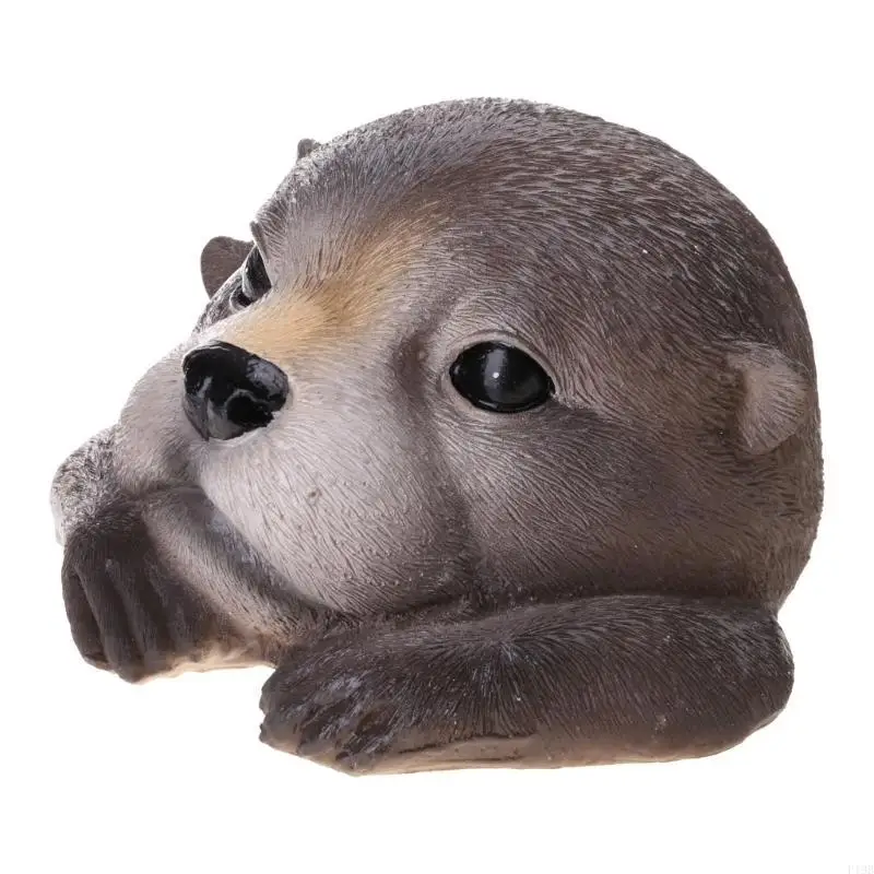 F19B Unique Floating Otters for Garden Pond Yard Floating Pool Decorations Floating Animal Otters Statue Fish Pond Ornament