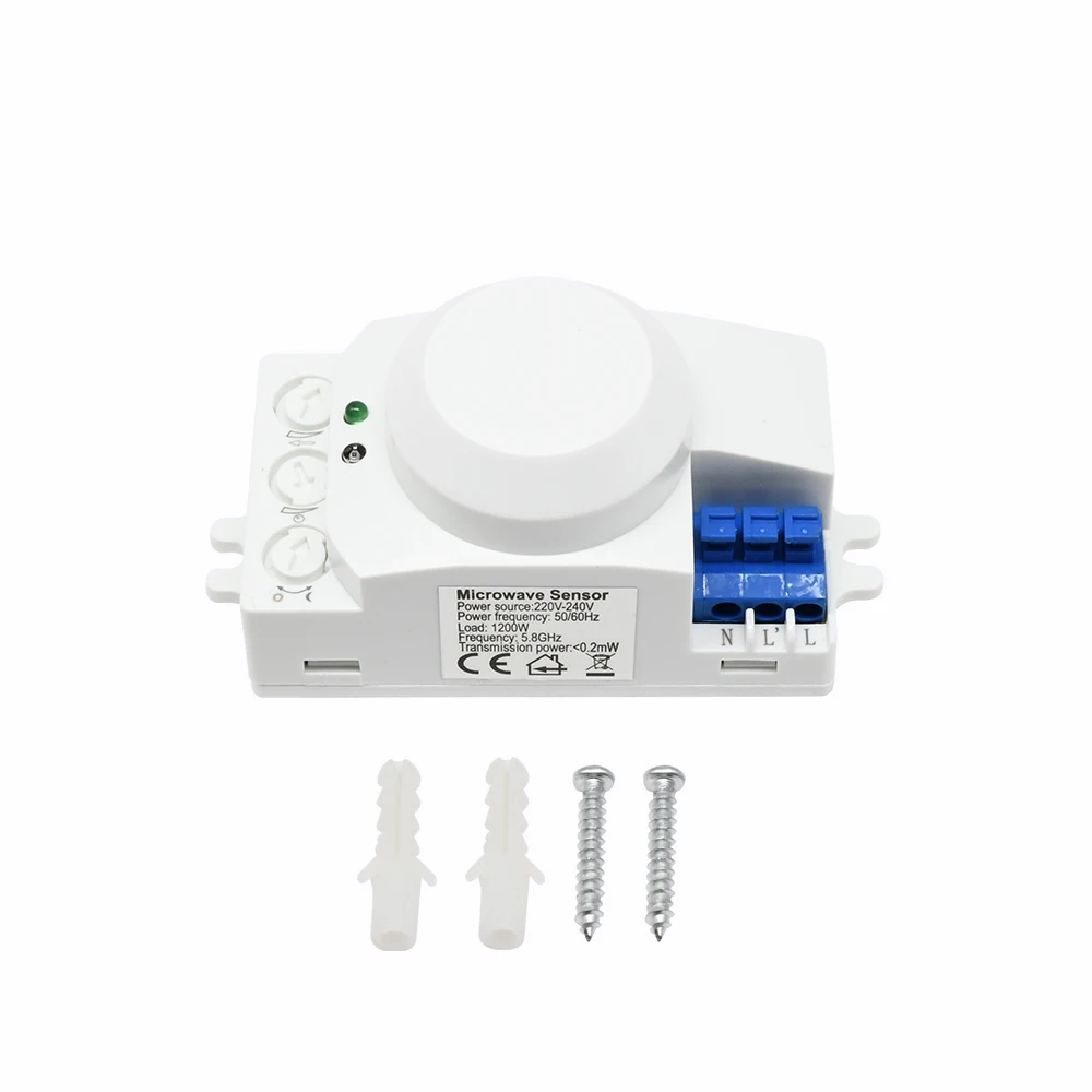 AC220-240V 5.8GHz Microwave Radar Sensor Switch Multi-Adjustment Body Motion Detector High Sensitivity LED Light Sensor Switch