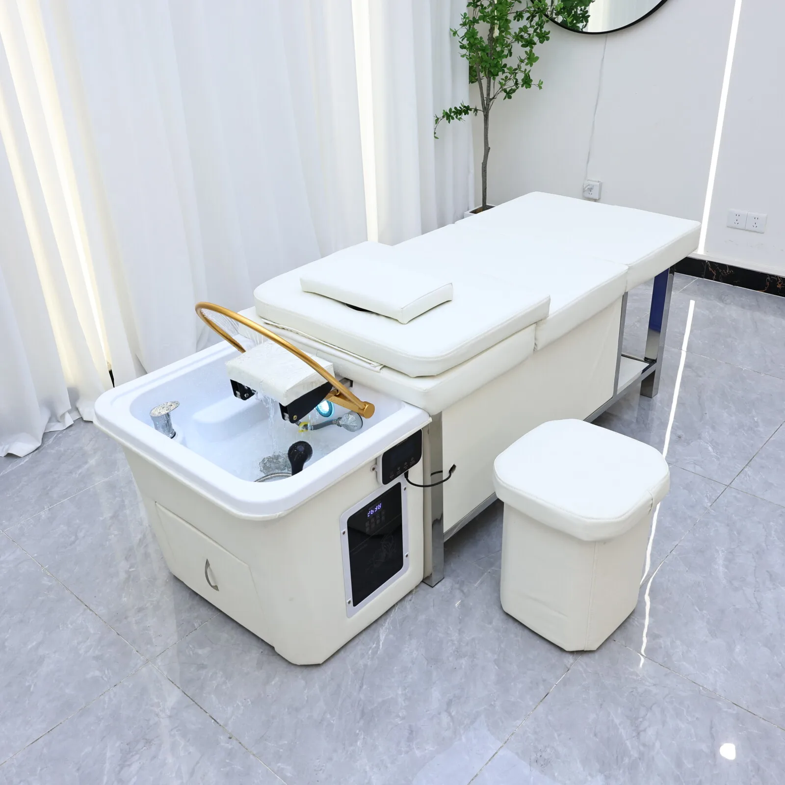 

Head Massage Shampoo Bed with Heating Function and Water Storage Basin Head Therapy Beds Massage Table Head SPA Shop Furniture