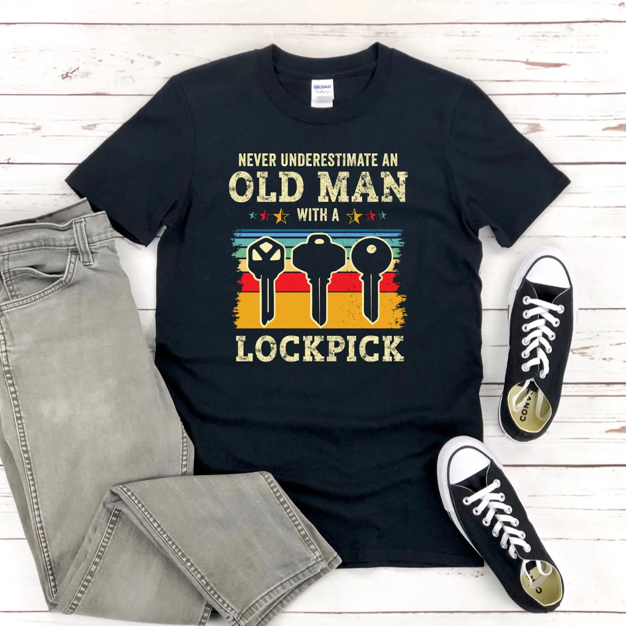 Funny Locksmith T Shirt Dad Grandpa Lockpicking Lock Picker Locksmithing Key Grandfather