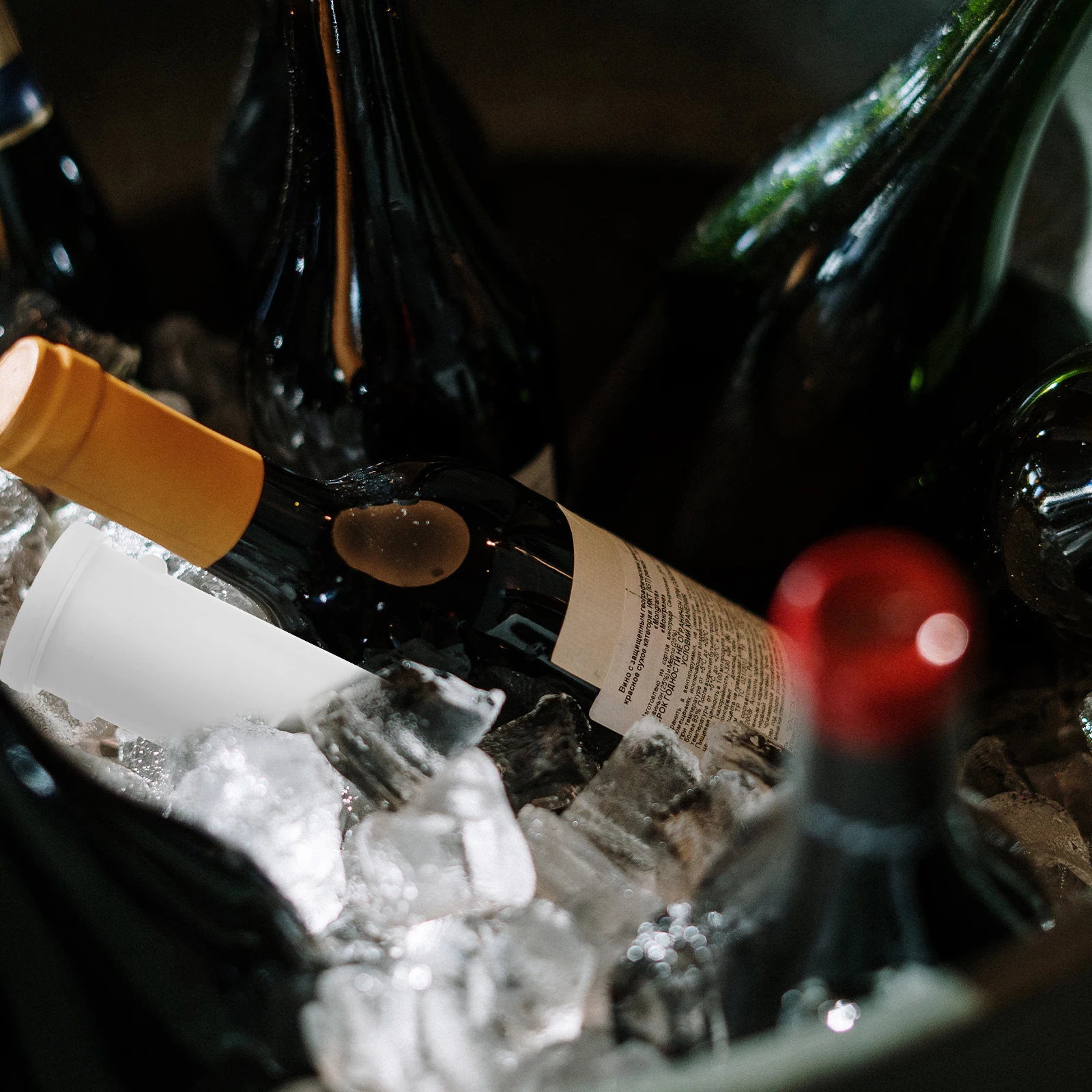 

1pc Bar Wine Mixing Ice Shaping Box Thick Ice Column Storage Bucket Cover Sealing Reusable Wine Cooling White Kitchen Bar Tool