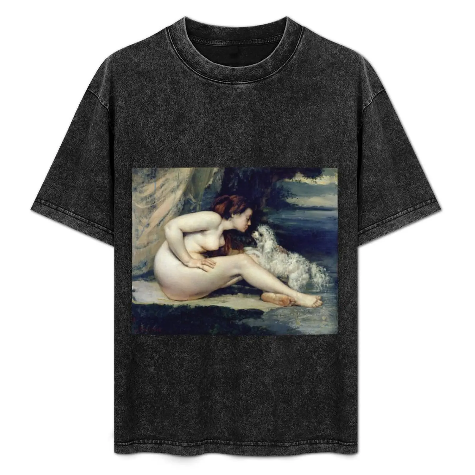 

Gustave Courbet - Female Nude With A Dog T-Shirt Work Wear Breathable Tee
