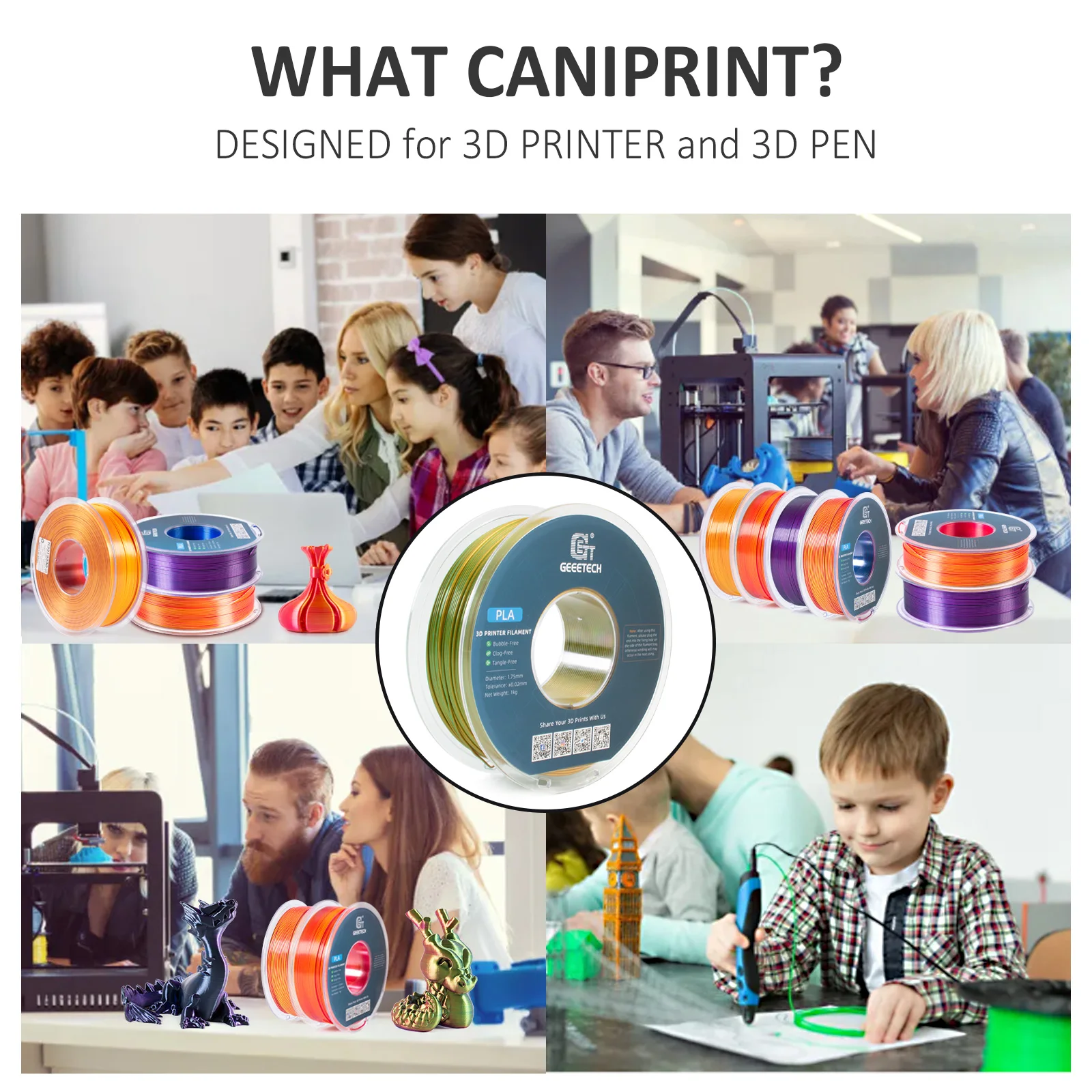 Geeetech 5KG Dwukolorowy Filament Jedwabny PLA, Filament 3D 1,75 mm Szpula (+/-0,03 mm) Pakowany próżniowo — zdjęcie produktu 6