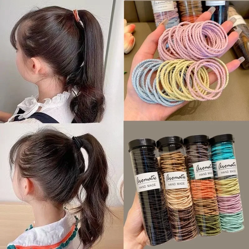 50/100 Pcs colored high elastic rubber bands are durable and do not hurt your hair. Girls tie a ponytail hair tie