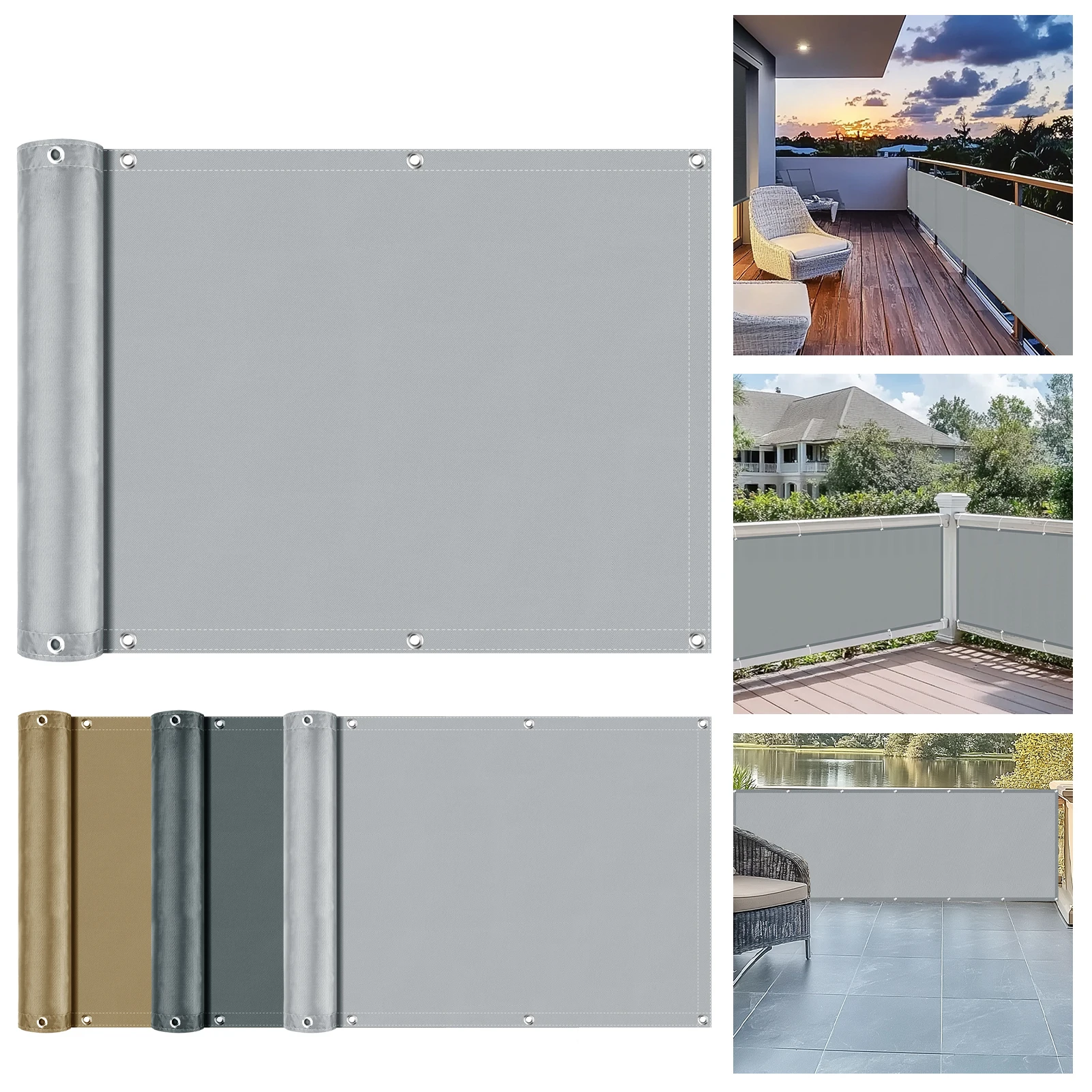 Wasserdichtes Sonnenschutztuch für Außenterrassen, Pergola-Sonnenschutz mit Ösen, Deck-Sonnenschutz, Sichtschutz für Balkone, UV-Schutz – Detail 1