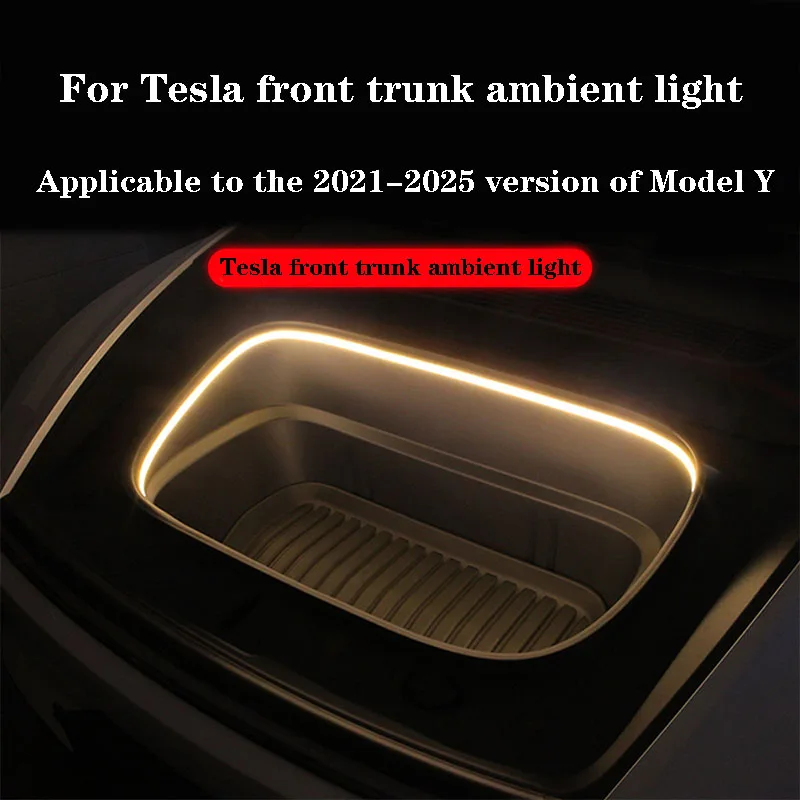 

For Tesla Model Y/3 2021-2025 LED Silicone Bright Waterproof Camping Light Front Pre Storage Box Ambient Light Interior Accessor