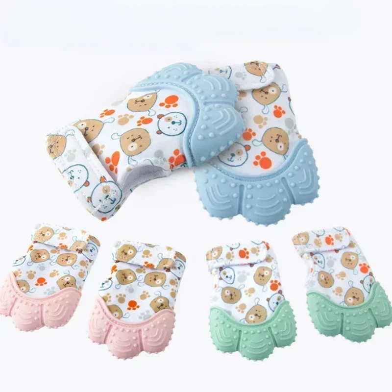 

Baby Teether Cartoon Printed Children'S Gloves For Children And Babies Teethers Anti Eating Hand Teething Chewing Toy Baby Stuff