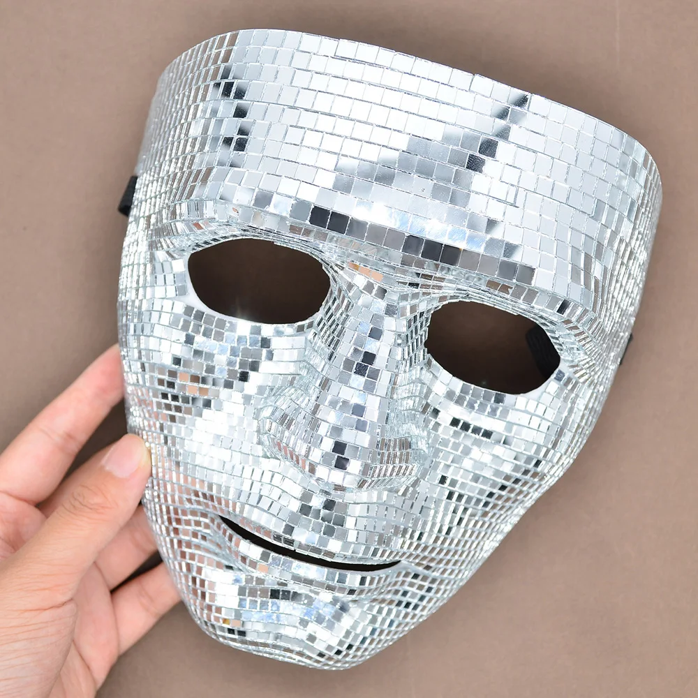 

Bar Street Dance Disco Glitter Mask Cosplay Mirror Shiny Music Masks Halloween Masquerade Dress Up Party Costumes Props Gifts