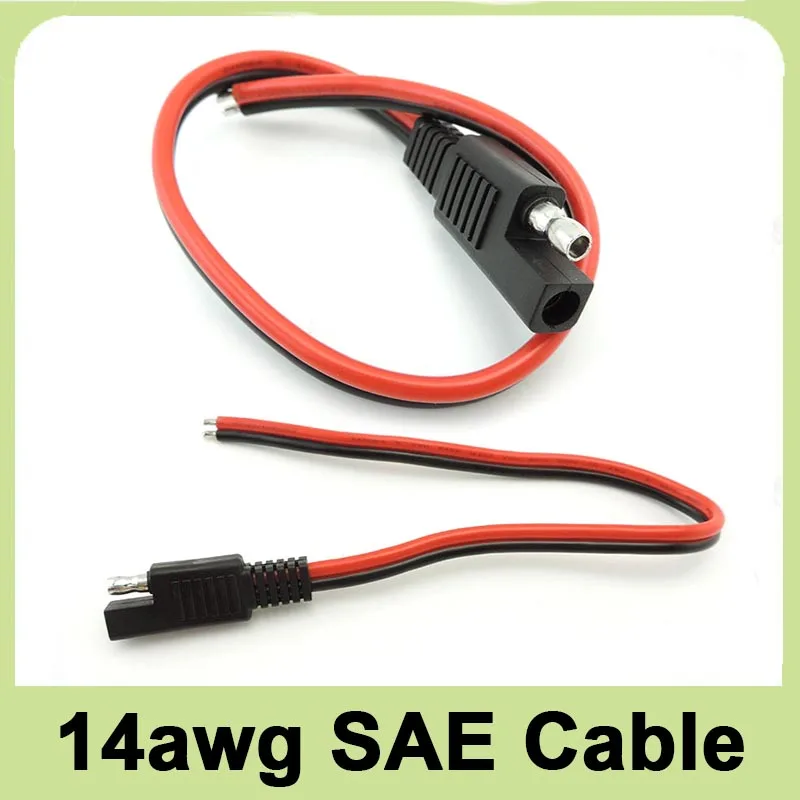 2pcs SAE Cable 30cm DC Extension Cord 14AWG-Wire Harness Quick Connect Female SAE Connector for Solar Automotive Battery