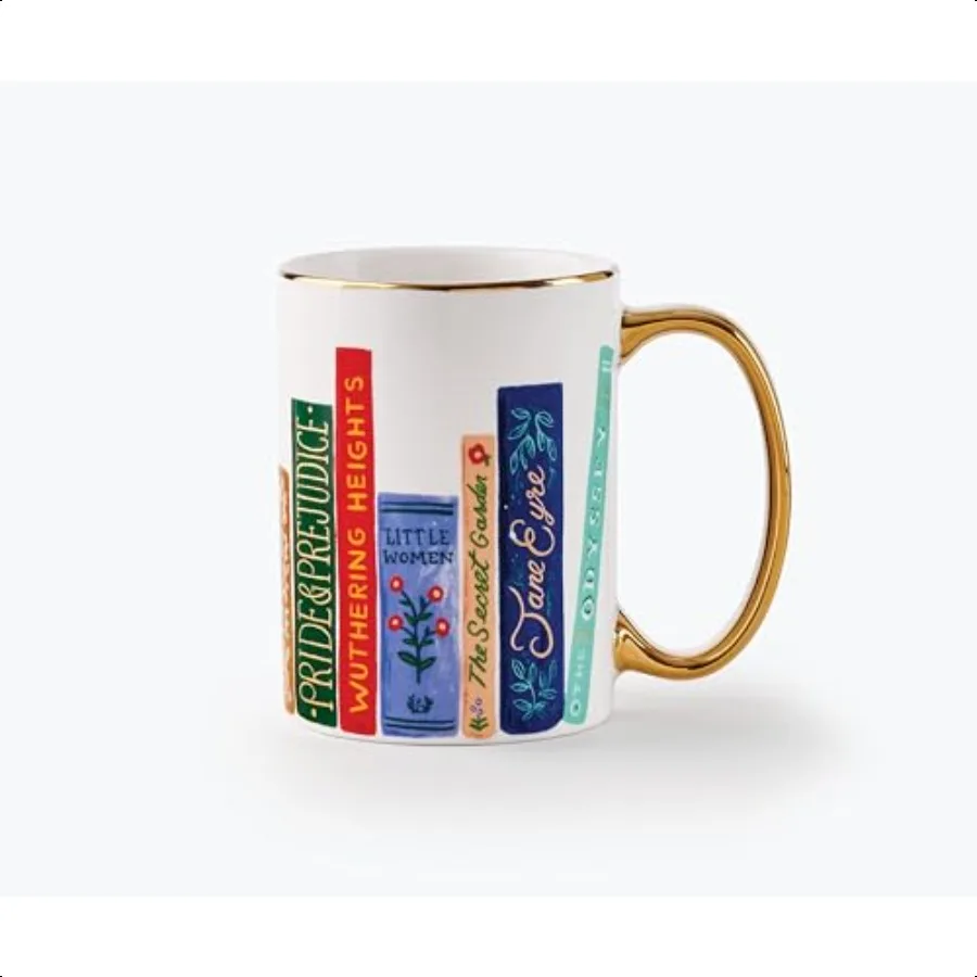 

RIFLE PAPER CO. Кружка Book Club для повседневного использования и собраний с уникальным дизайном для друзей и семьи в любое время года.