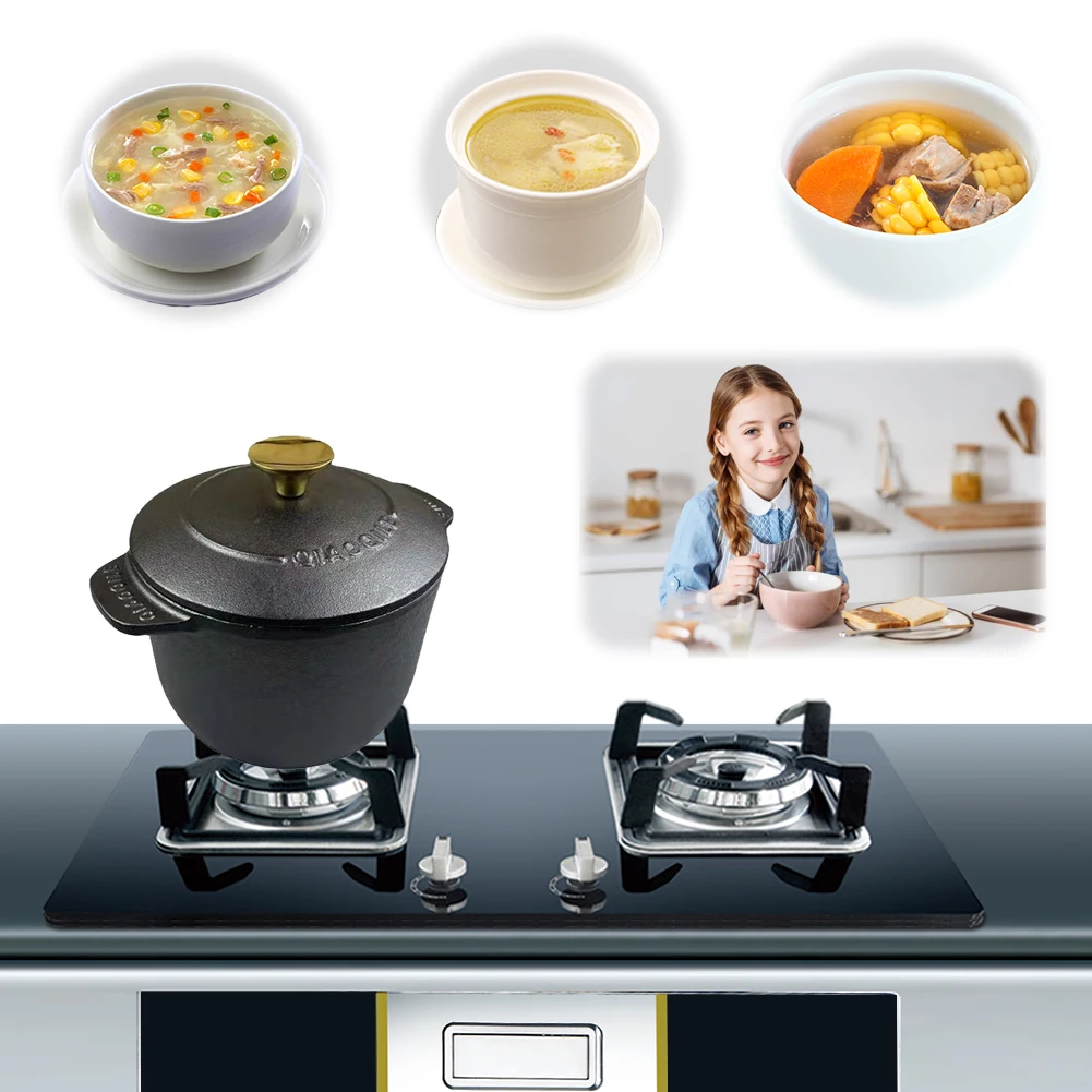 Cast Iron Rice Cooker Deepened Rice Pot Induction Compatible Thickened Rice Stewpot Dutch Oven Cooking Utensils