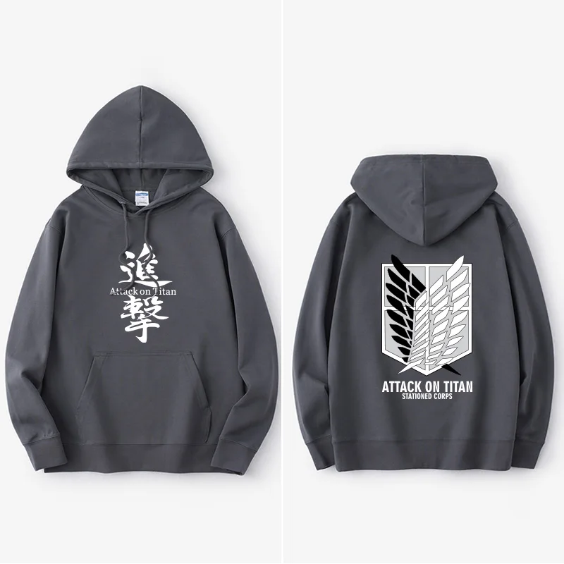 

Atta on Titan Anime Hoodie Sweatirt Loose ex Street Sle Long Sve Printed Cotton Crewne Sweatirt for Couples