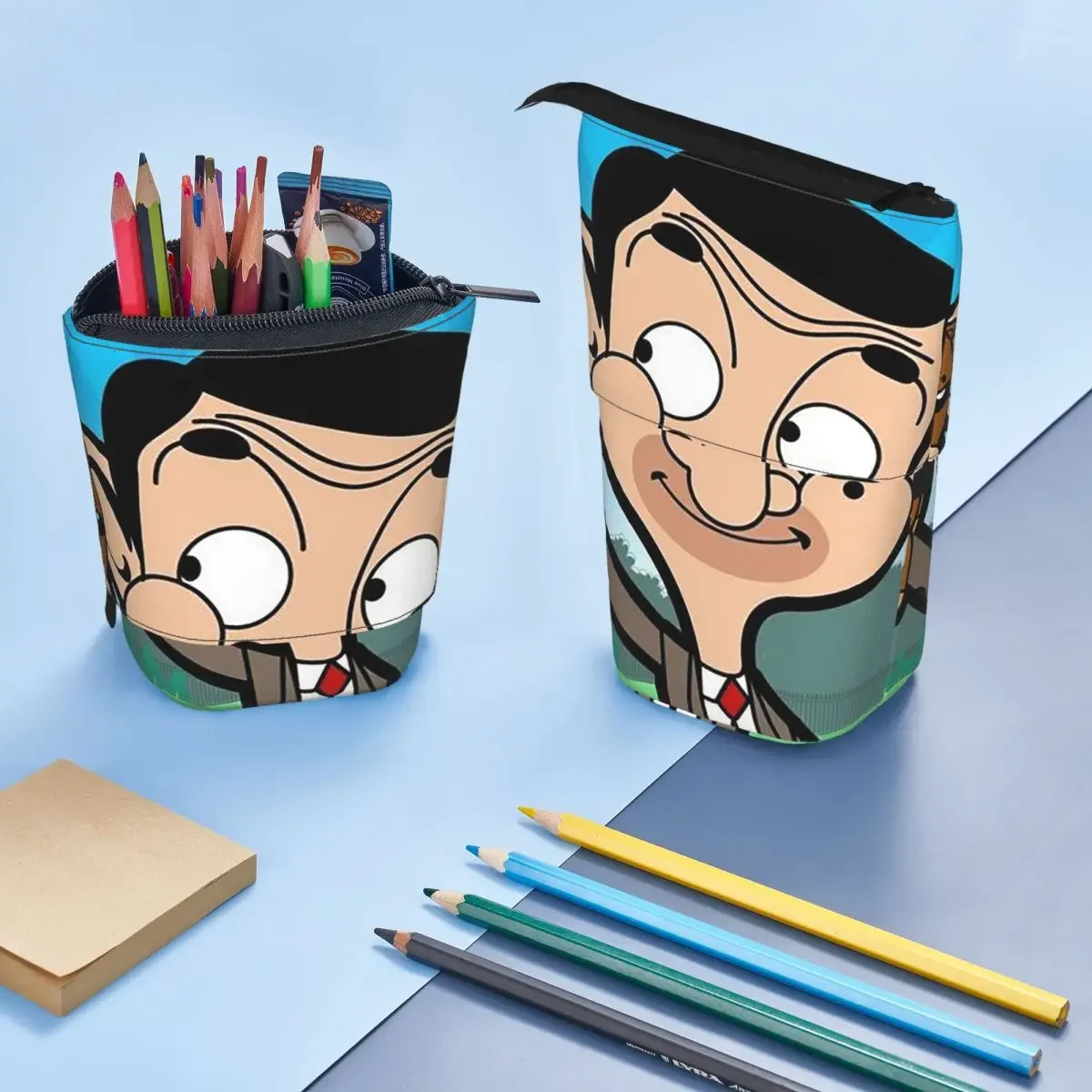 Mr. Bean Cartoon Wendefedermäppchen für Jungen und Mädchen, Schule, Stiftbox, Bleistiftbeutel, Schreibwaren, Stifthalter, Tasche