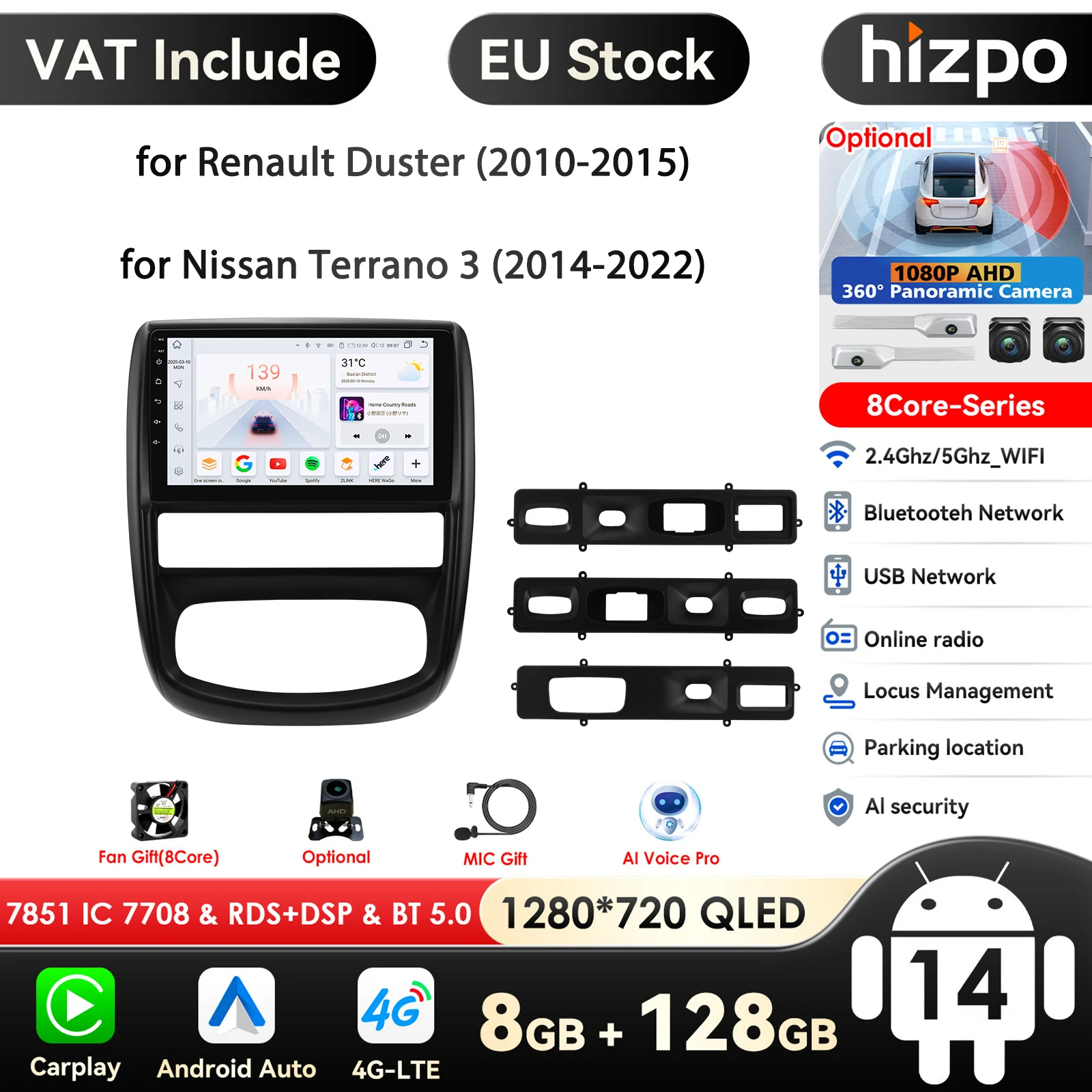 

OSSURET Carplay для Renault Duster 2010-2015, Nissan Terrano 3 2014-2022, автомобильная мультимедийная система, видеоплеер, навигация, стерео GPS