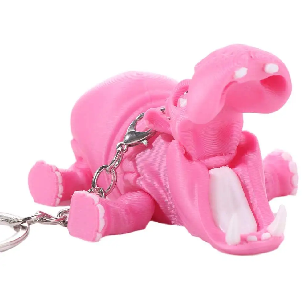 

PLA Pink Hippopotamus Keychain Multi-jointed Movable 3D Printed Animals Figurine Animal Crafts Ornaments