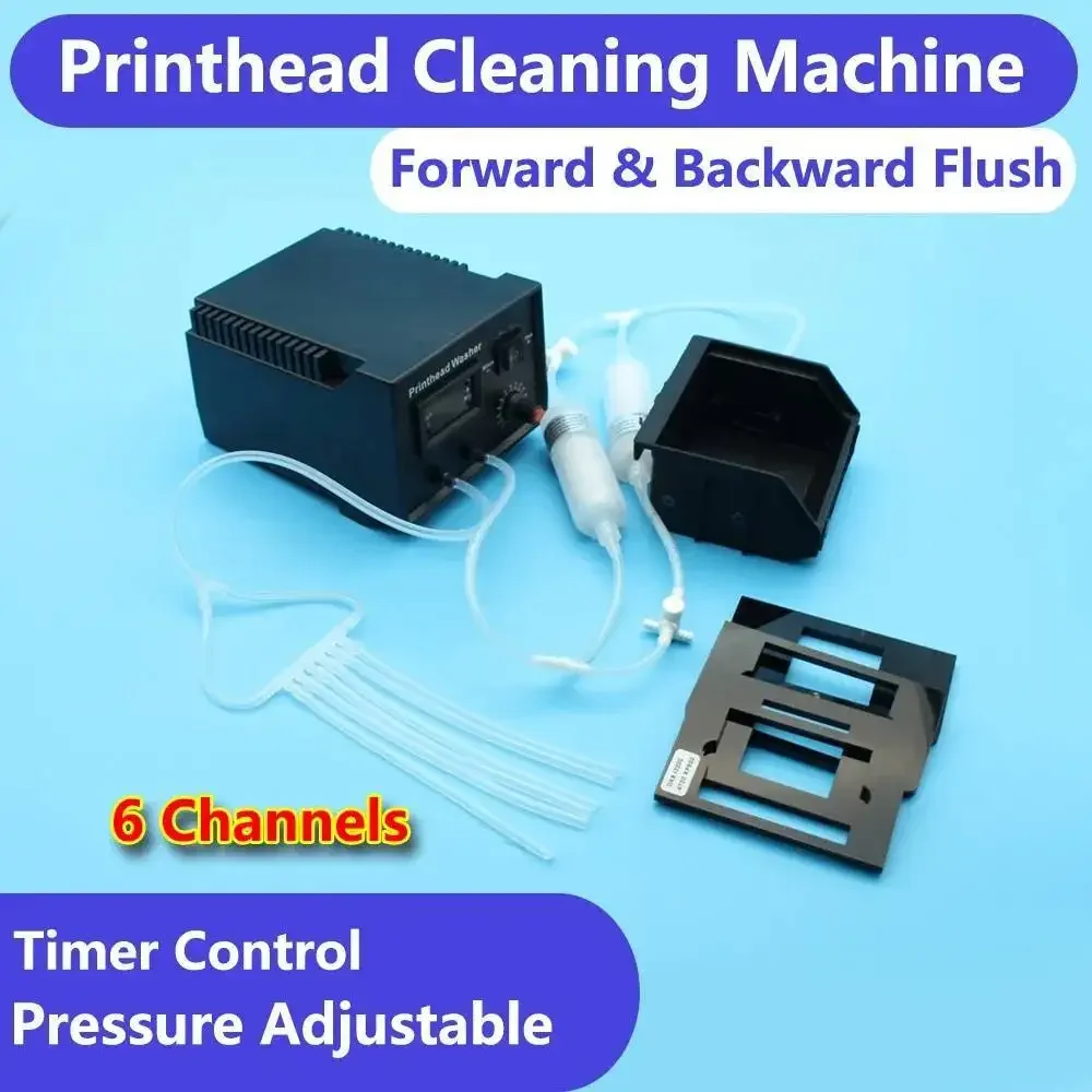 L1800 Printer Head Cleaning Washer Machine Clogged Unclog Cleaner 6 Channel Device For Epson L805 1390 XP600 DX6 i3200 Printhead