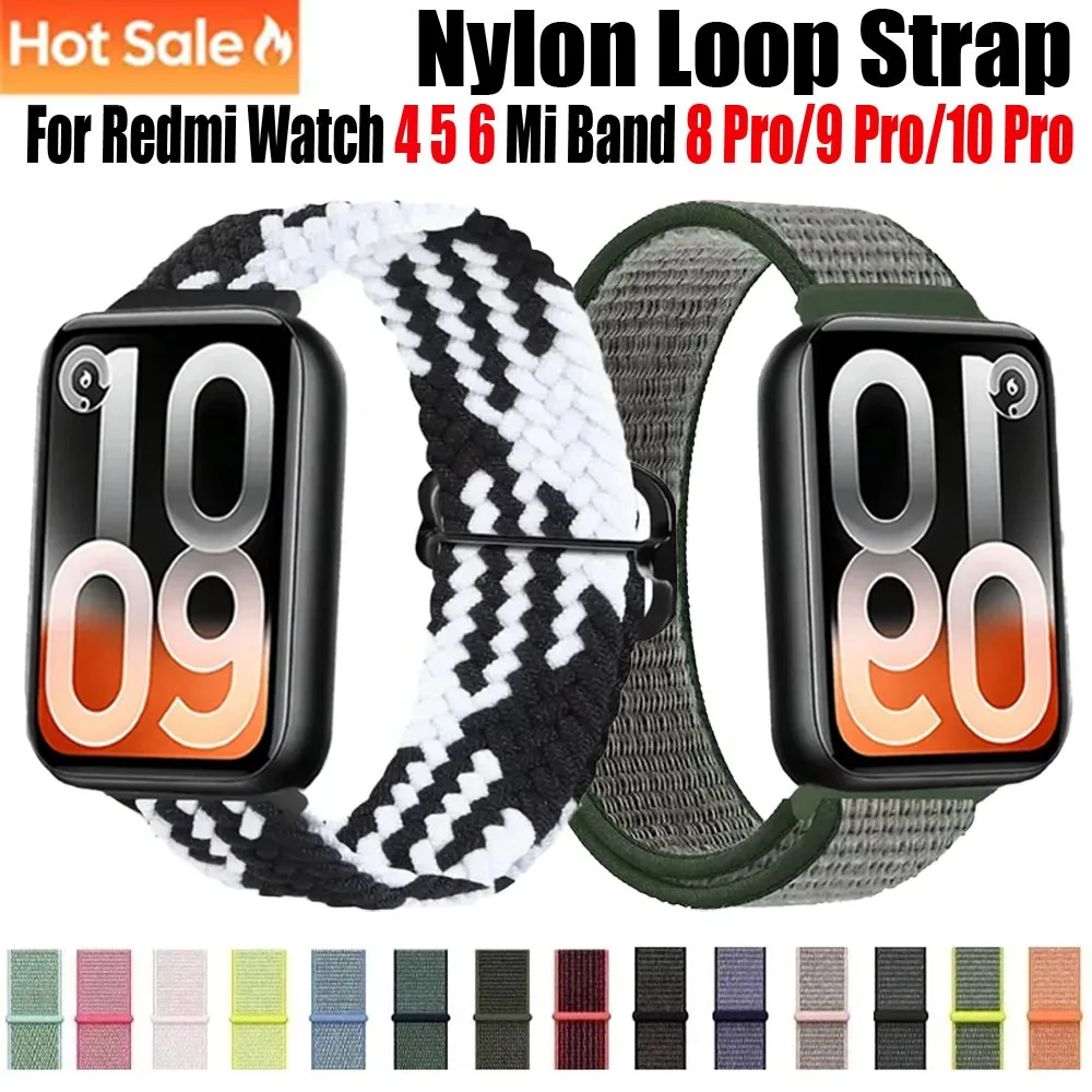 Nylon-Schlaufenarmband für Redmi Watch 4 5 6 Sportliches Komfortables Armband für Xiaomi Mi Band 8 Pro/9 Pro/10 Pro Zubehör