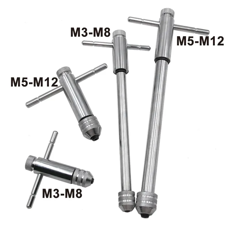 M3-M8 Adjustable Ratchet Hand Tap Wrench M5-M12 Extended Tapping Forward and Reverse Tapping Accessories Tool