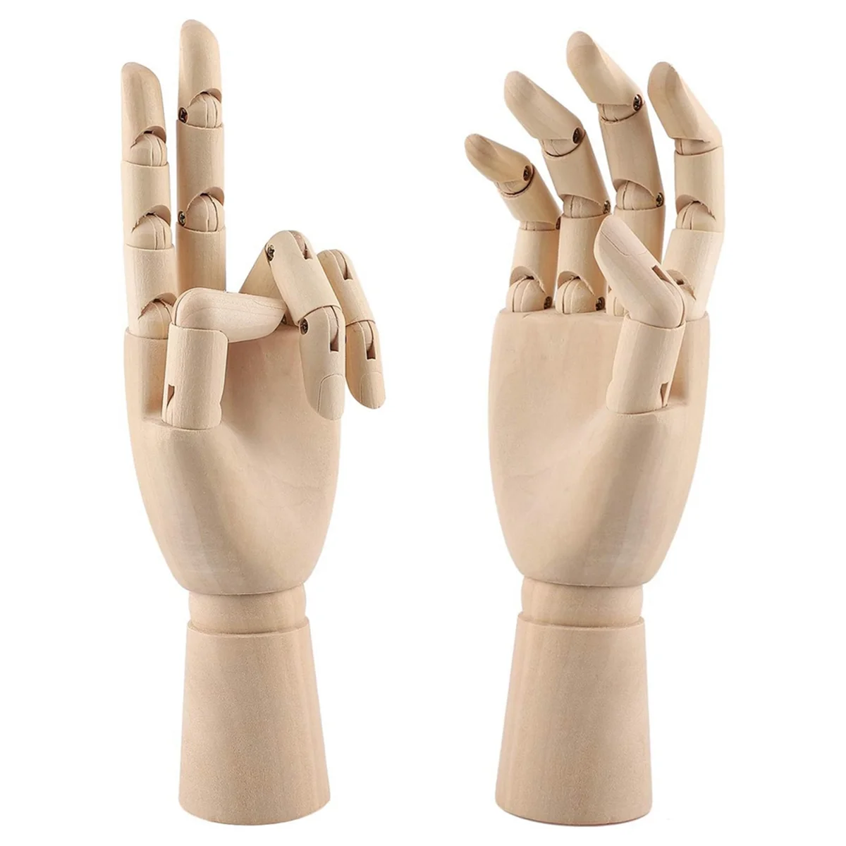 Wooden Hand Model, 2 PCS, 12 Inches Left and Right Hand Art Mannequin Figure with for Hand Jewelry Display, Decoration