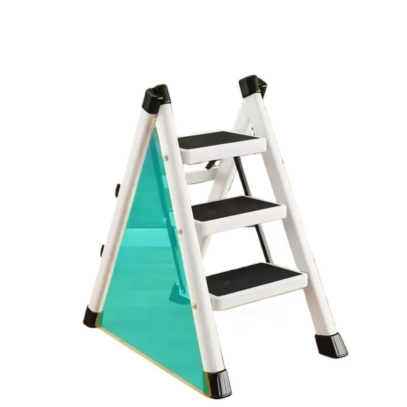 Household folding telescopic small three-step ladder Multifunctional herringbone ladder Stepping ladder Shrinking stairs