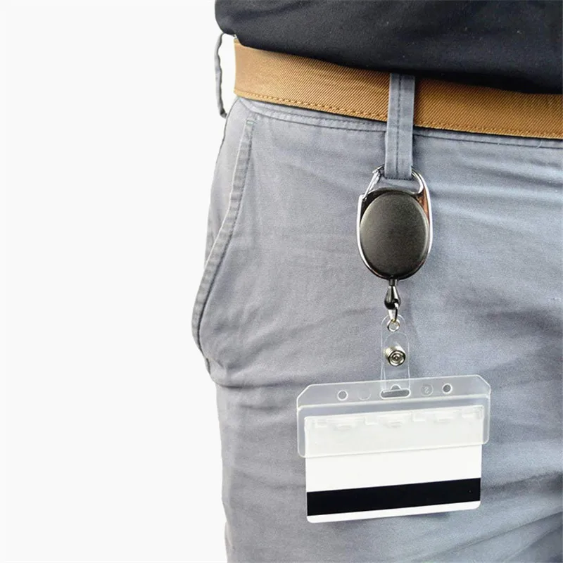 Credential Holder Zinc Alloy Badge Holder Transparent PC Identification Card Holder ID Reel Holder Removable Nursing Accessories