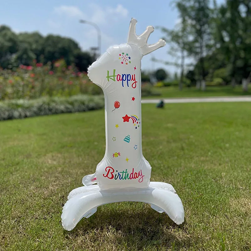 32inches Birthday Anniversary Balloons 123 Year Crown Number Balloon Baby Shower Birthday Party Decoration For Kids Adult Globos