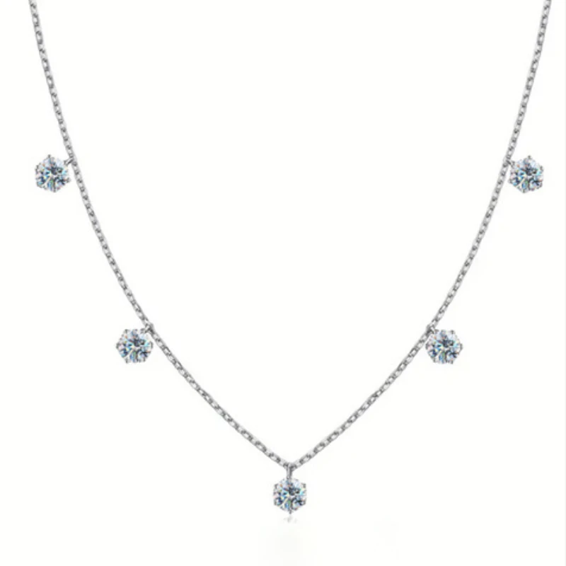 0.5CT Real Moissanite Diamond Round Pendant Necklace for Women's Daily Wear Anniversary 925 Sterling Silver Fine Jewelry view 4