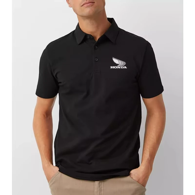 

Новинка Honda, мужская новинка, модная летняя рубашка-поло 2025Honda, мотоциклетное шоу, штамповка, локомотив, такая же повседневная свободная рубашка-поло с откидной крышкой