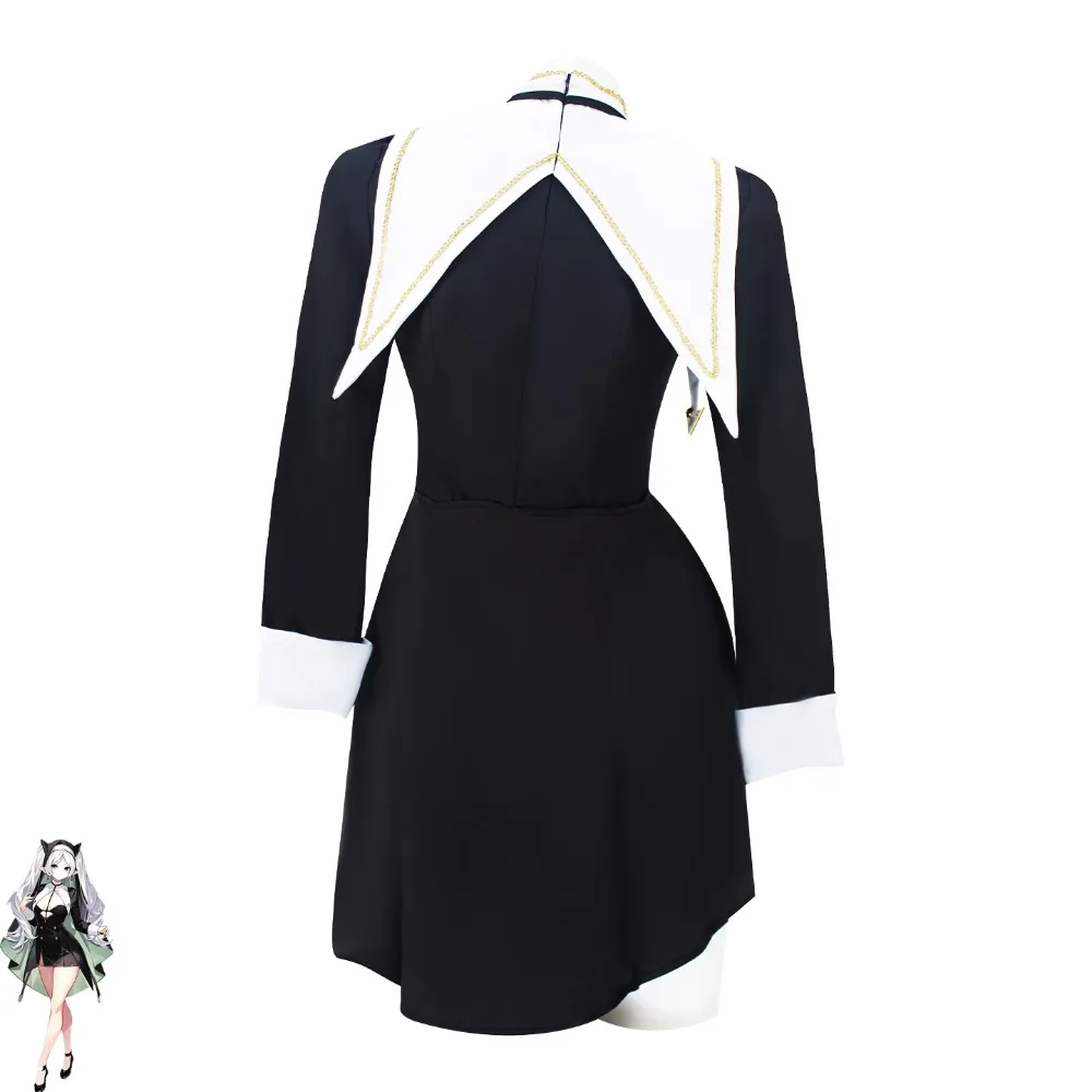 Frieren Beyond Journey's End Frieren Nun Cosplay Black Dress Headpiece Coat Full Set Adult Women Halloween Comic Con Outfit view 3