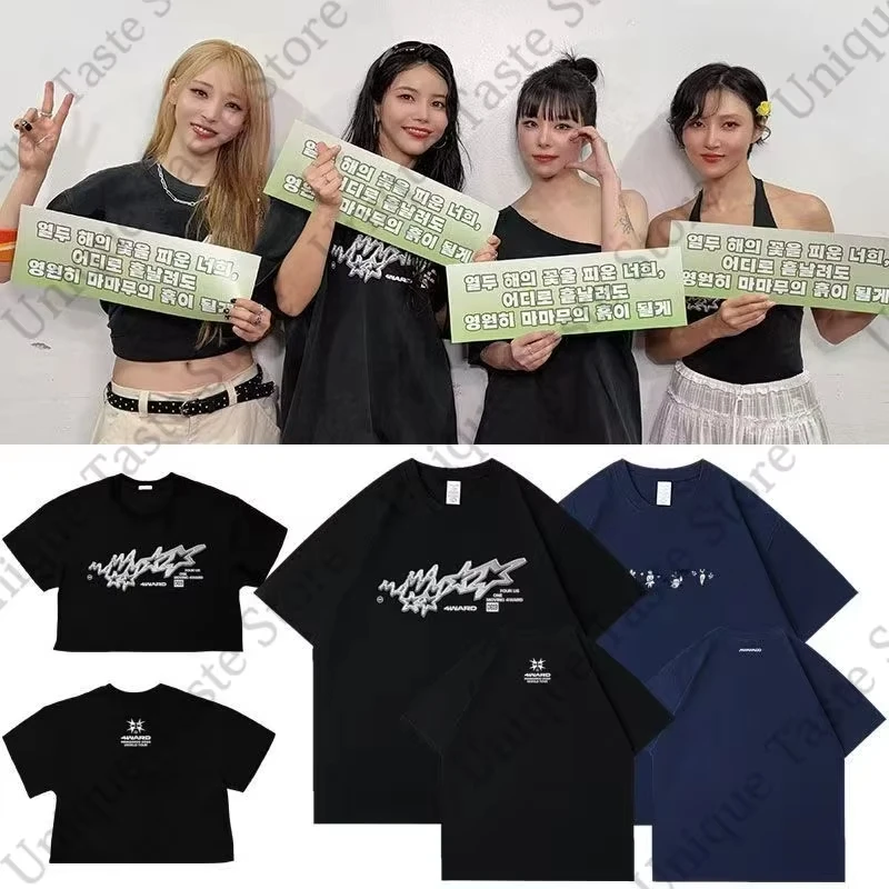 2026 ‌MAMAMOO ‌WORLD TOUR T Shirt Solar Moonbyul Wheein Hwasa Same Print Short Sleeve Tee Crop Tops Korea Summer Cotton T-shirt