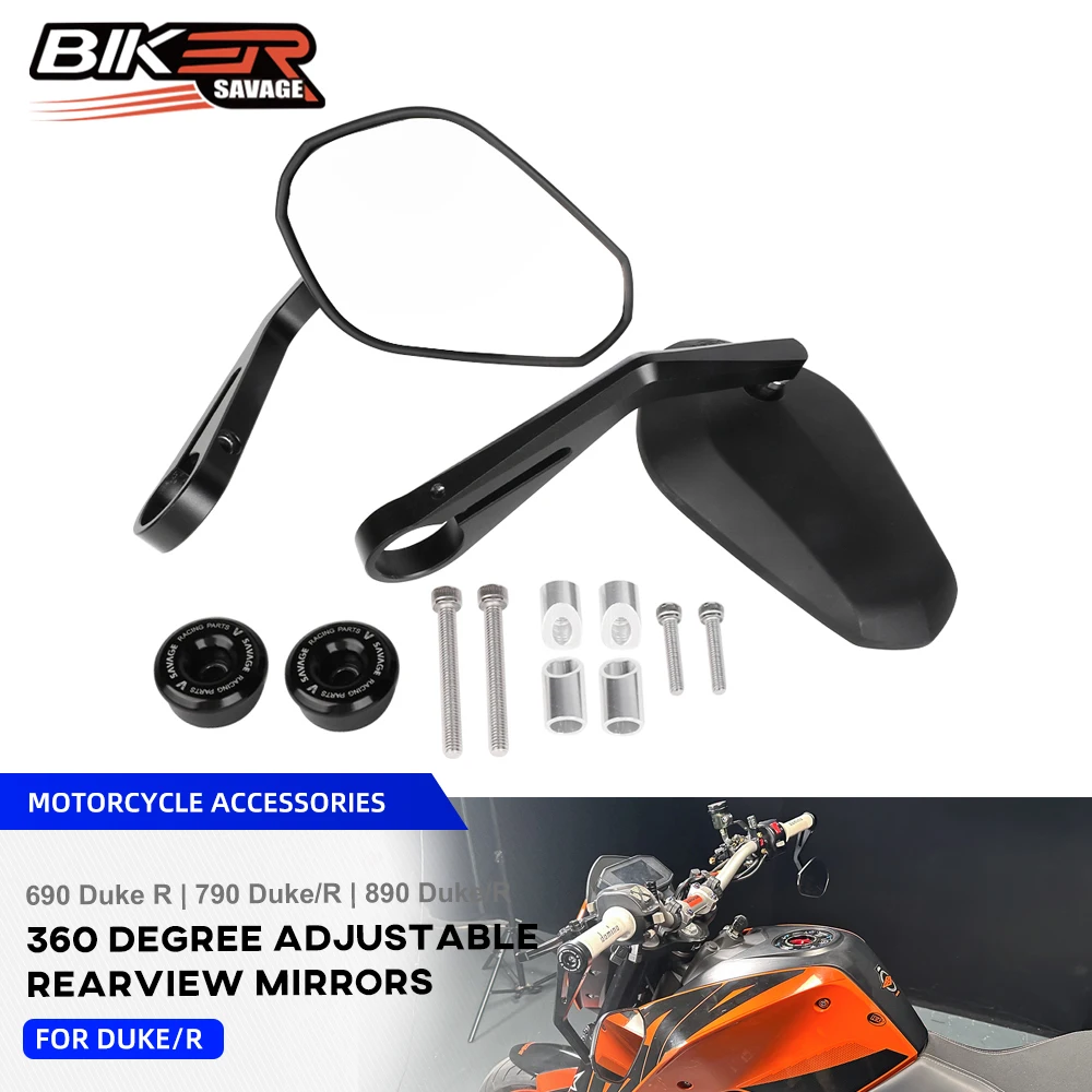 

690 890 DUKE/R 360 Degree Adjustable Rearview Mirrors For Duke R 690 790 890 Motorcycle Accessories E9 Rear View Mirror Side