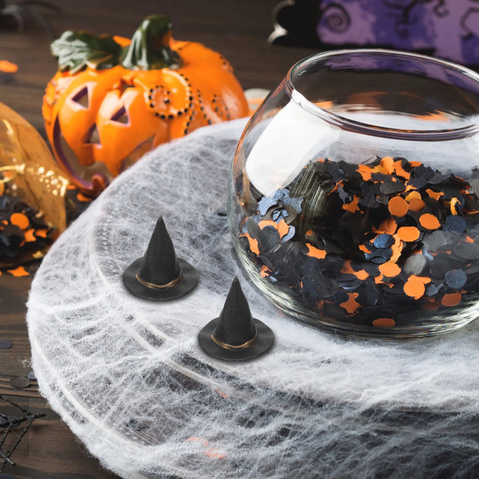 

12pcs Mini Hats Halloween Decorative Caps For Crafts Witch Hat Decor Tiny Hat Props Party Decoration Supplies