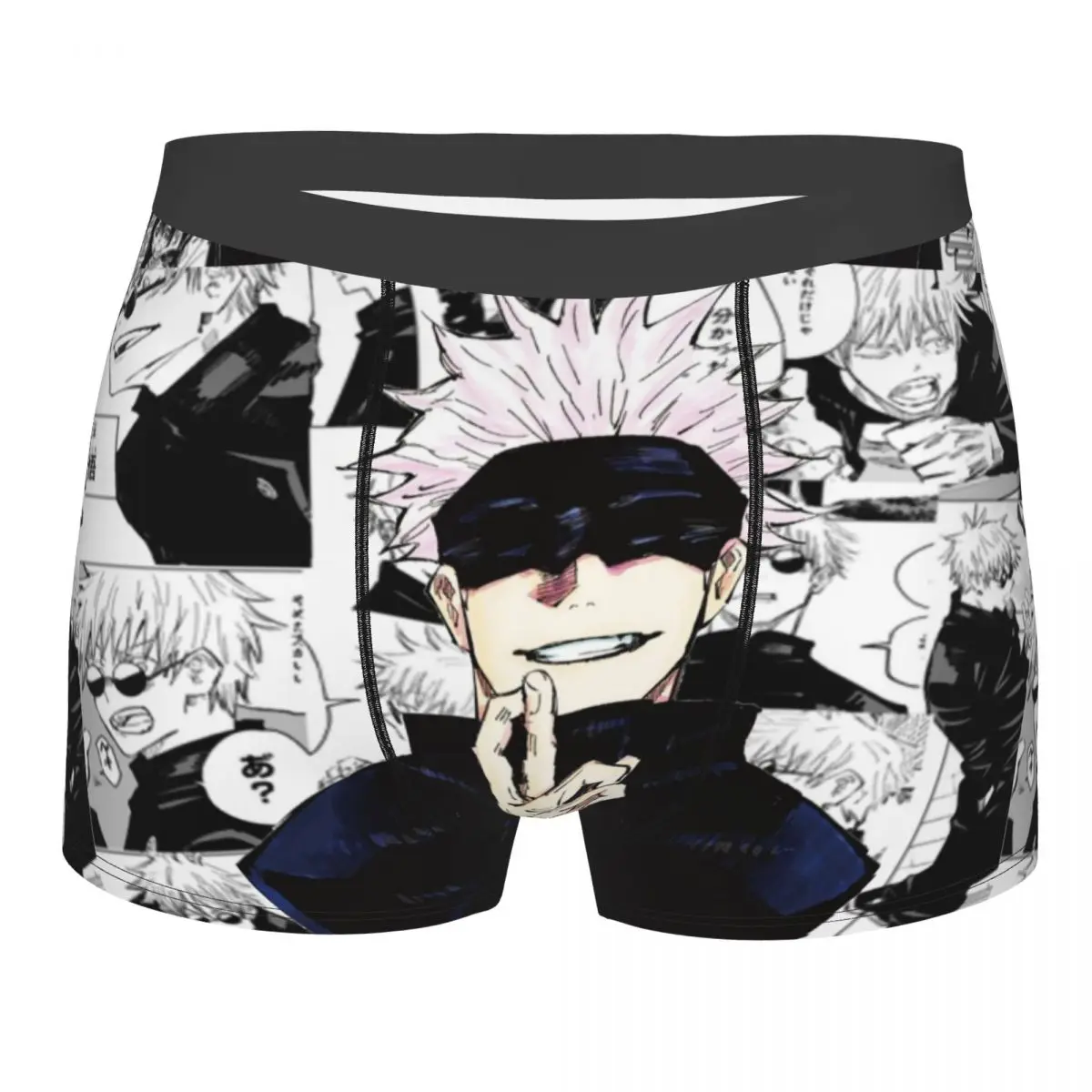 Men\'s Gojo Satoru Collage Manga Boxer Briefs Shorts Panties Soft Underwear Anime Male Sexy Plus Size Underpants