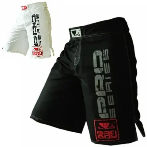 내구성 하이 퀄리티 브랜드, MMA 트레이닝 트렁크, MMA 파이트 반바지, M ~ 3XL 폴리에스테르 스포츠, 화이트, 블랙, 통기성, 1 개, 신제품