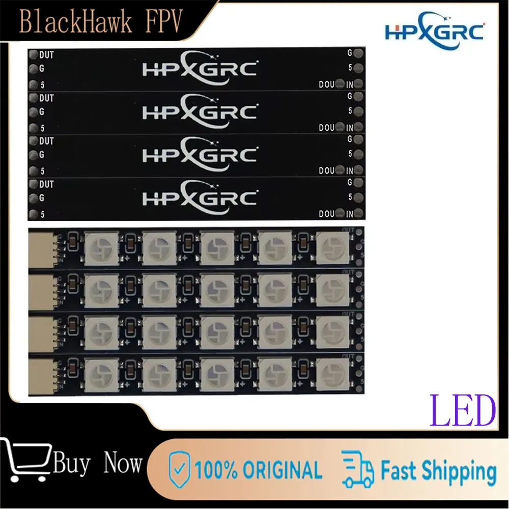 

Светодиодная лента HPXGRC WS2812B для дронов, 5 RGB программируемых светодиодов, для FPV-дронов, без пайки, совместима с Betaflight