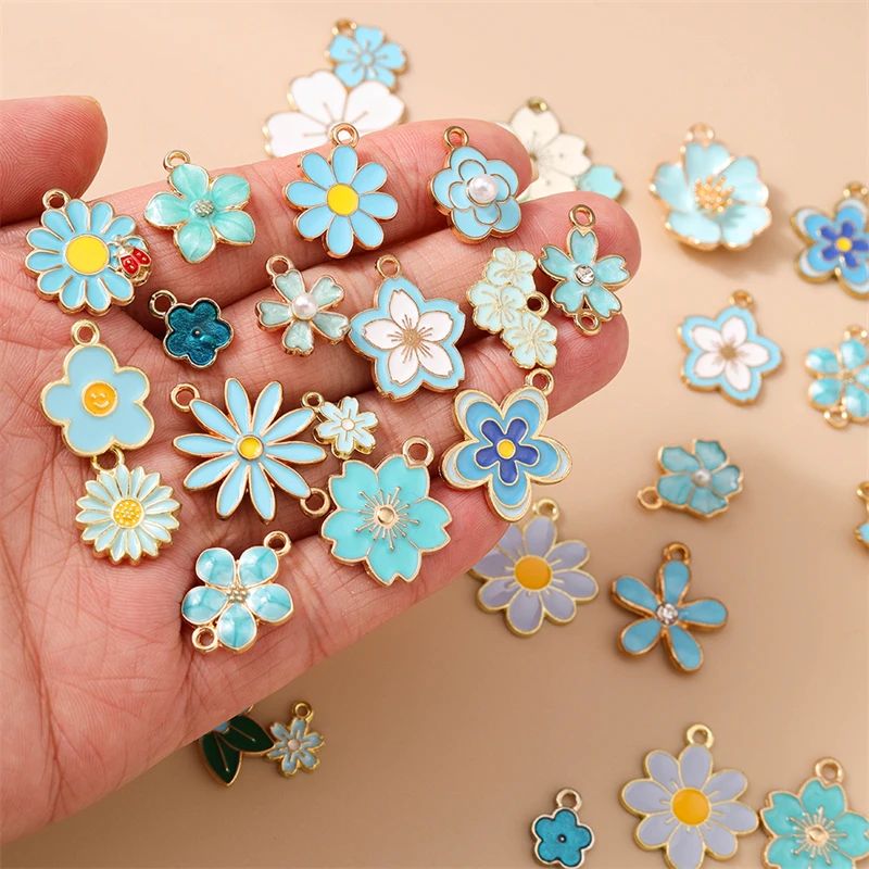 10/20 Stück Gemischte Zufällige Bunte Emaille-Blumen-Anhänger für Schmuckherstellung Ohrringe Halsketten Armbänder DIY Bastelbedarf – Detail 14