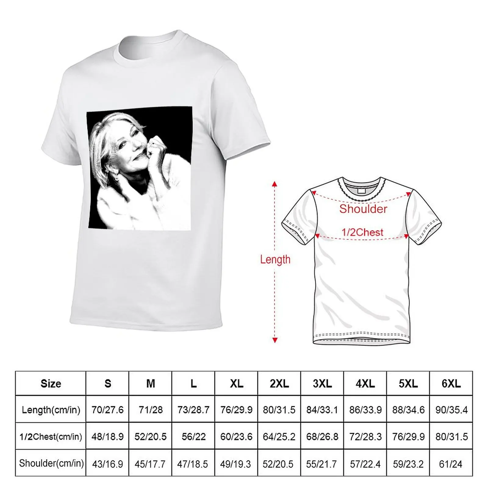 Helen Mirren Linocut In Black & White T-Shirt man t shirts for men casual t shirts for man pack cotton t shirts designer T-Shirt