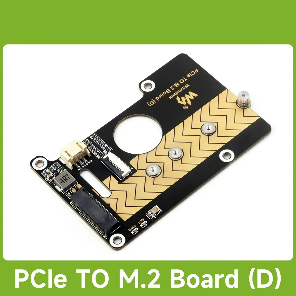 Waveshare Raspberry Pi 5 PCIe To M.2 Adapter Board (D), Compatible with 2280/2260/2242/2230 size NVMe Protocol M.2 SSD for PI5