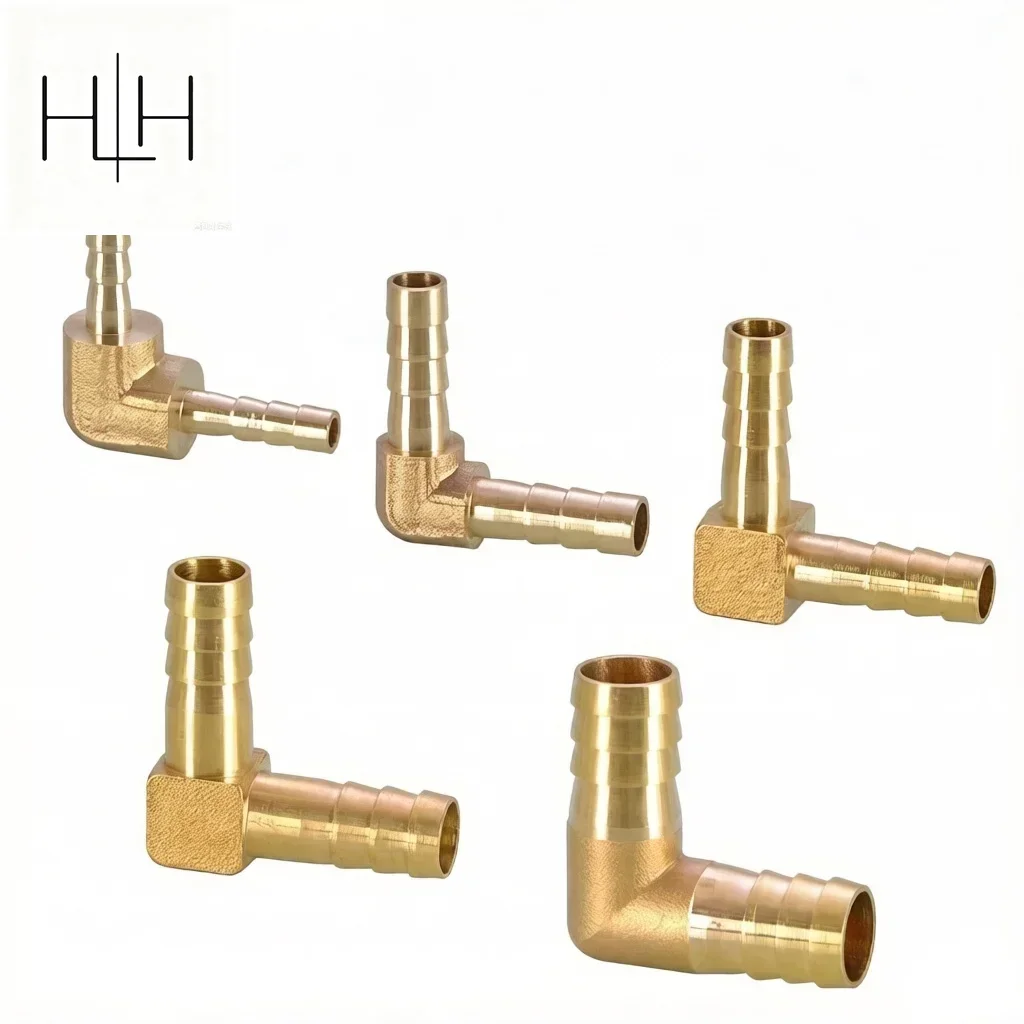 HLH 5 pcs Brass Hose Pipe Fitting Coupling Elbow Equal Reducing Barb 4mm-16mm ID Hose Copper Barbed Coupler Connector Adapter