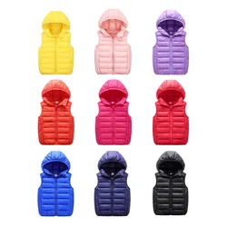 Child Waistcoat Vest Winter Coats 2022 New Fashion Kids Clothes Warm Hooded Cotton 2-12y Baby Boys Girls Vest Children Outerwear