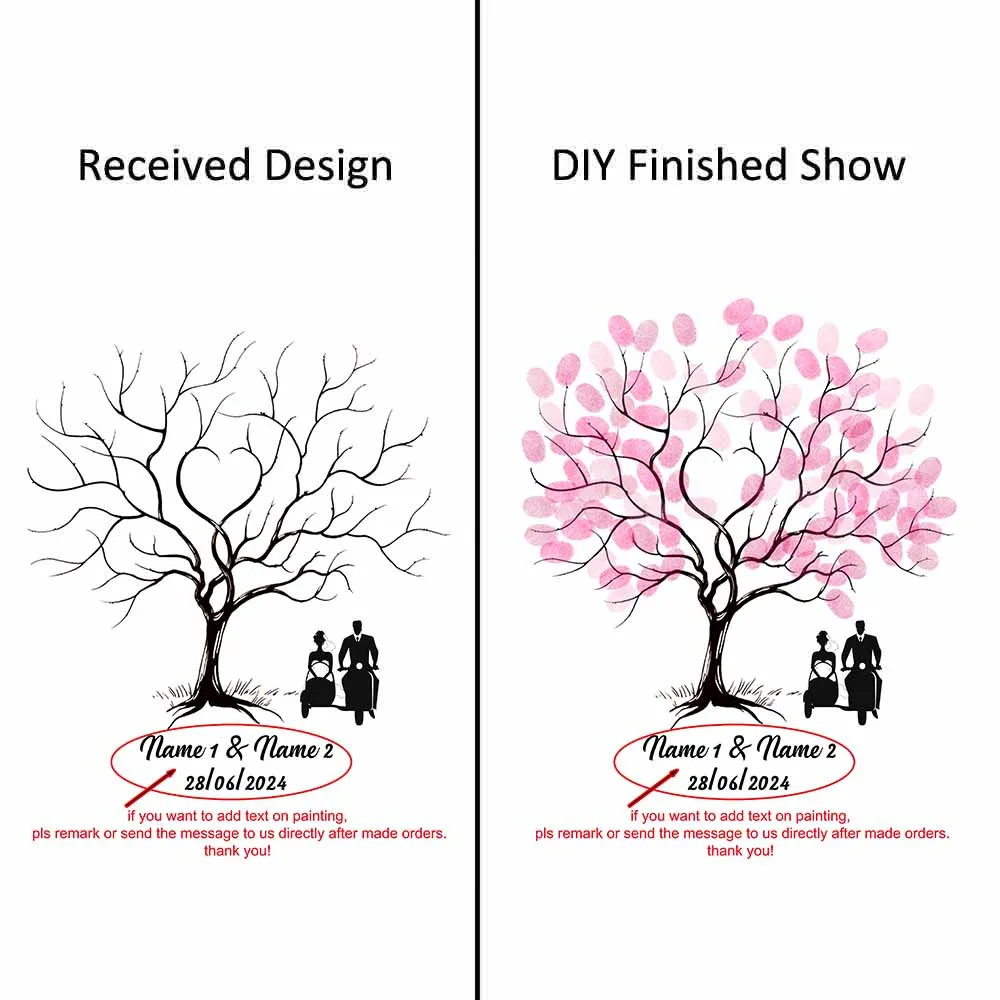 حار 50X70cm متعدد الحجم شجرة الزفاف بصمة ضيف توقيع قماش اللوحة مع مختمة لحفل الأحداث الديكور #2