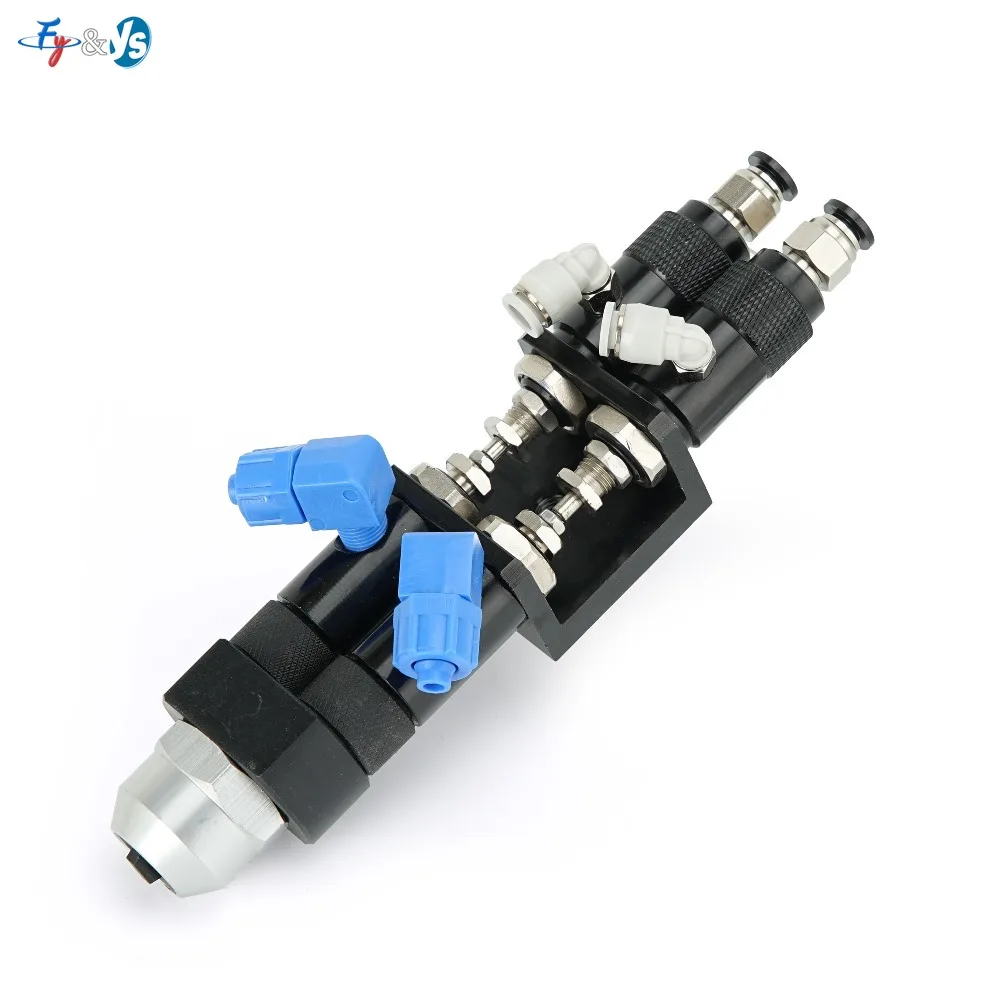 High Precision Pneumatic Double Liquid Dispensing Valve, 1:1-10:1 Adjustable AB Glue Dispenser with Mixing Tube
