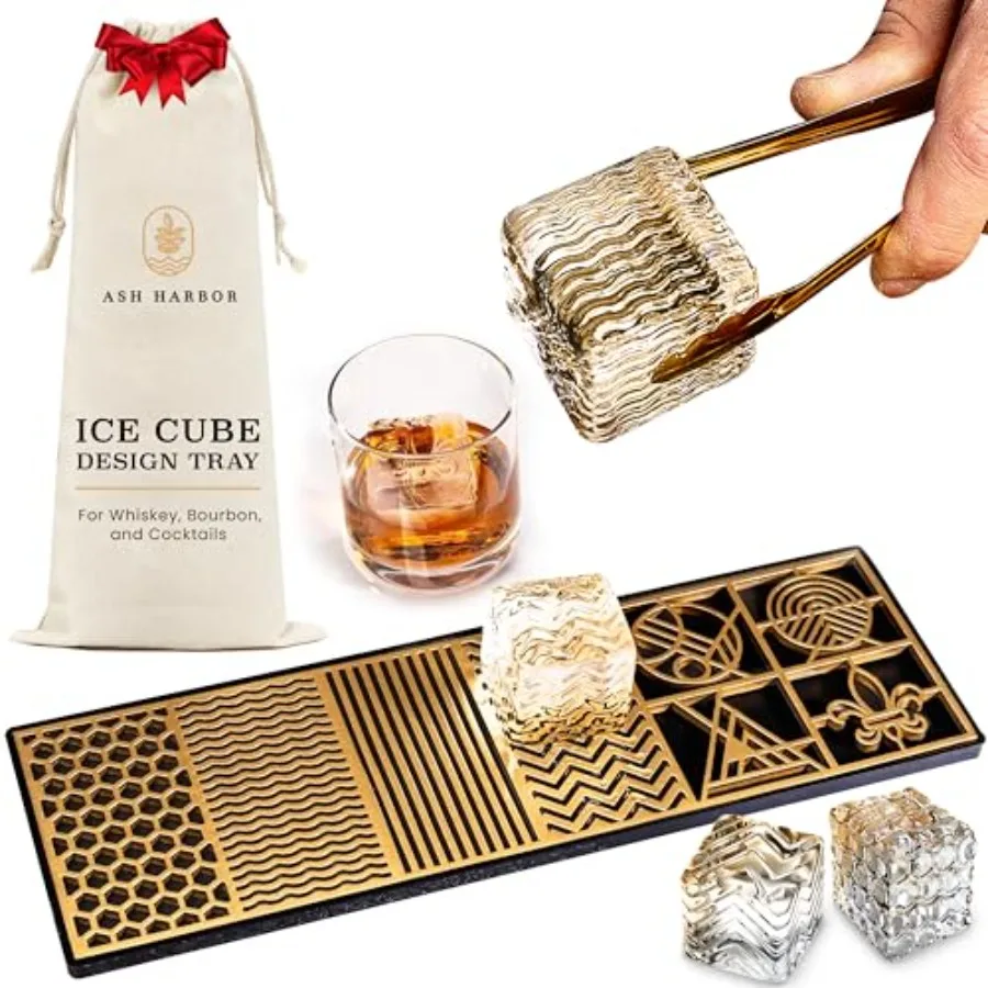 

Форма для льда Clear Ice Cube Maker Design Tray для коктейлей с бурбоном - Медная форма для льда с современным дизайном, готовящая лед за 5 секунд - Аксессуары для барменов