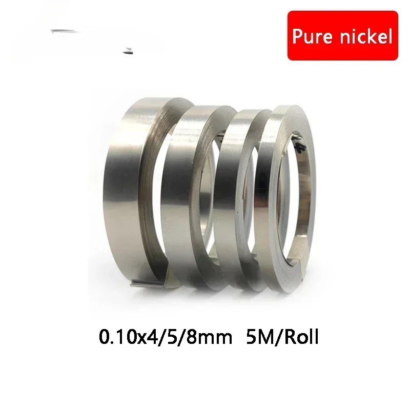 

5M 0.1mmx 4/5/8mm Pure Nickel Strip Tape for Li 18650/21700 Battery Welding Compatible for Welder Machine and Spot Welding