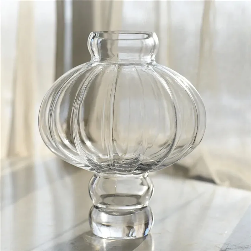 Glass Vase Home Lantern Shaped Flower Arrangement Light Luxury Feeling Hydroponic Fresh Flowers Living Room Decoration Ornaments